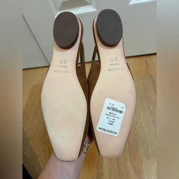 Vince Camel Gracy Suede Square Toe Sling Back Shoes Size 7.5 - Picture 8 of 9